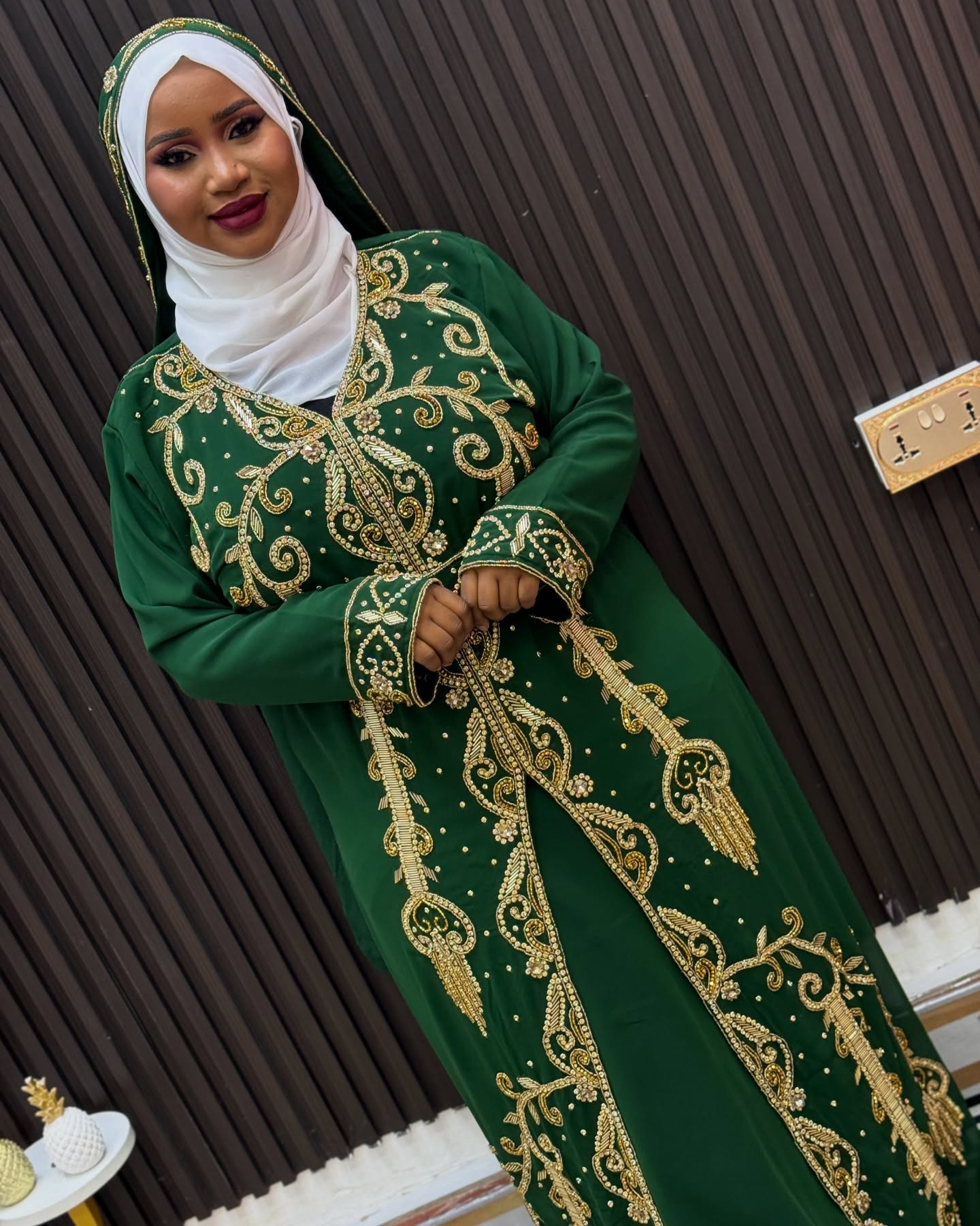 Royal Green Moroccan Kaftan, Arabic Dress for women Wedding