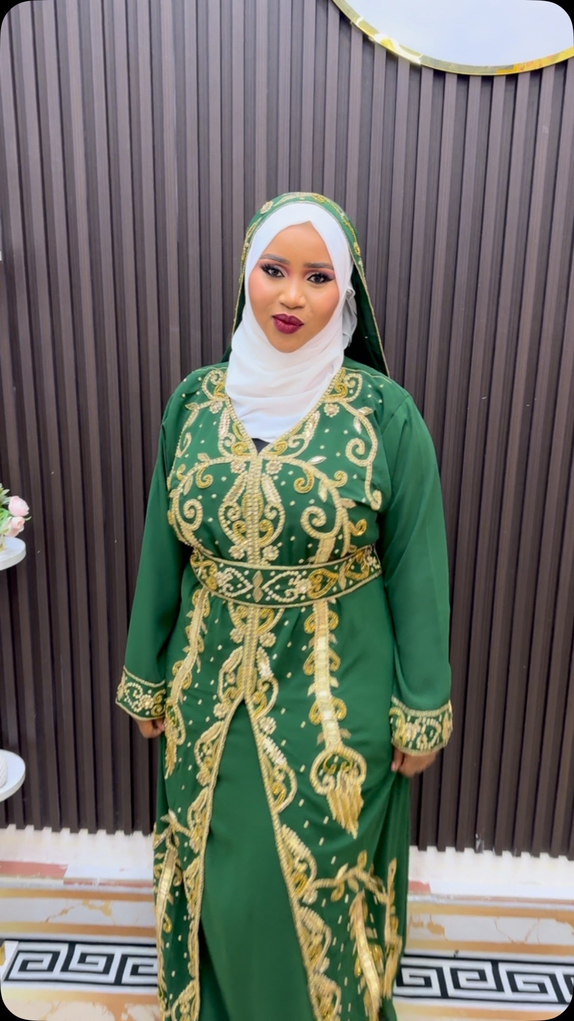 Royal Green Moroccan Kaftan, Arabic Dress for women Wedding