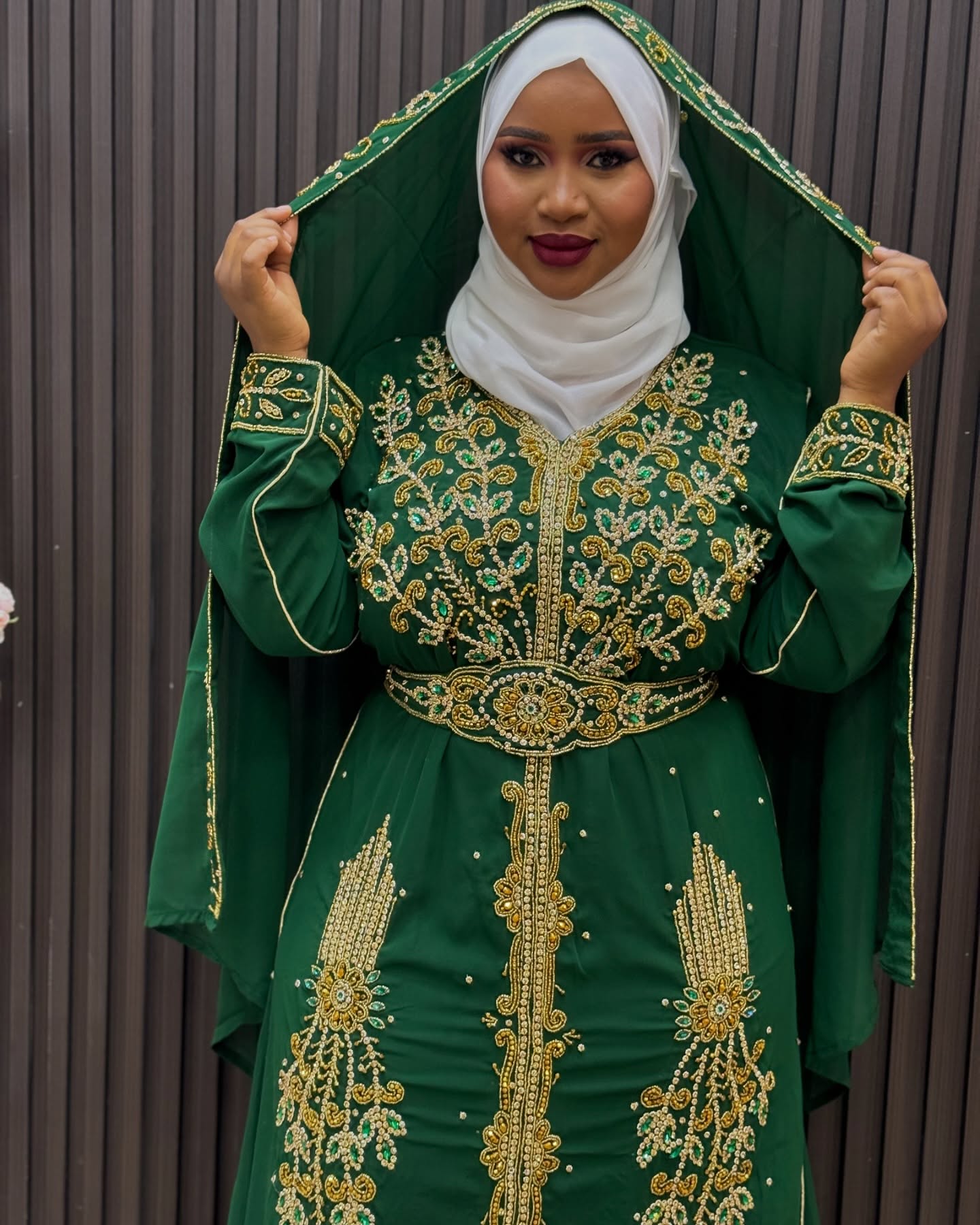 Green Wedding Bridesmaid, Royal Luxury Dress for women, Morroco Fashion