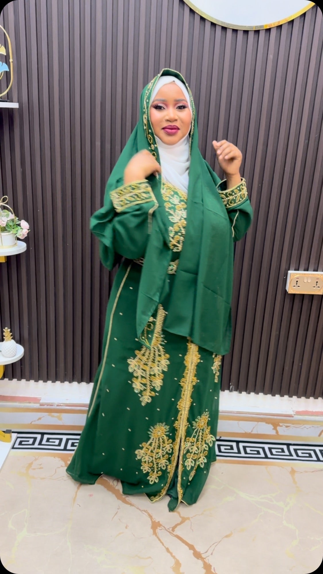 Green Wedding Bridesmaid, Royal Luxury Dress for women, Morroco Fashion