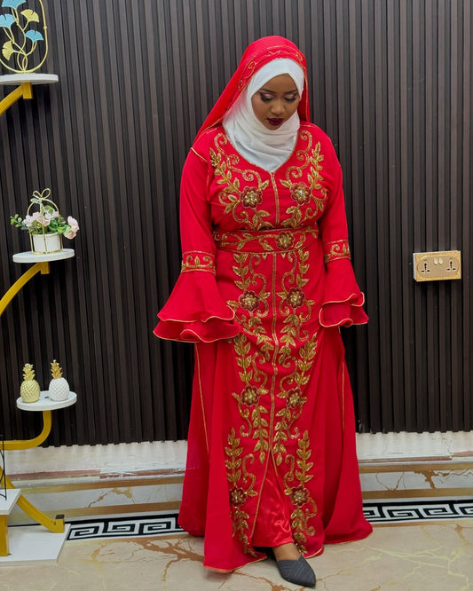 Red Royal Elegance Women Clothing, Muslim Wedding wear Dresses