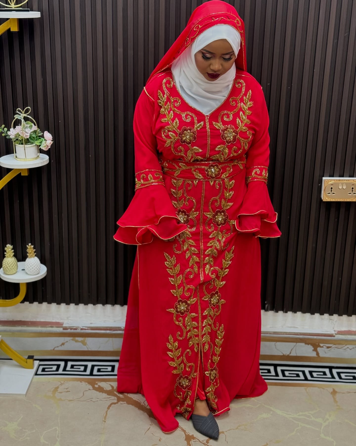 Red Royal Elegance Women Clothing, Muslim Wedding wear Dresses