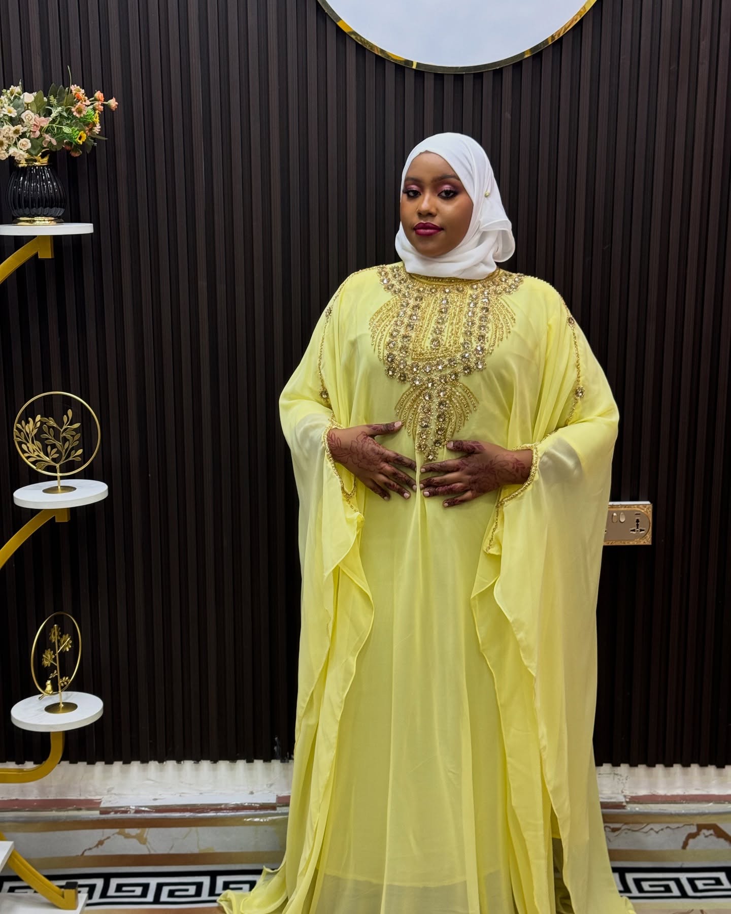 Royal Yellow Abaya, Dubai Moroccan Kaftan dress for women's clothing