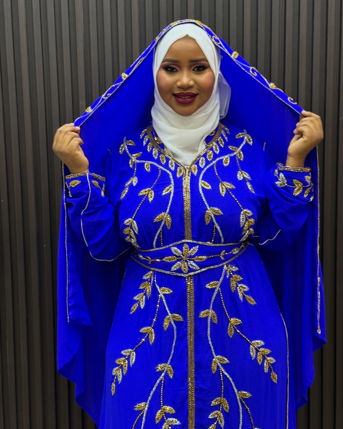 New Royal Blue Kaftan, Dubai Bridesmaid Clothing, Party Wear Dress