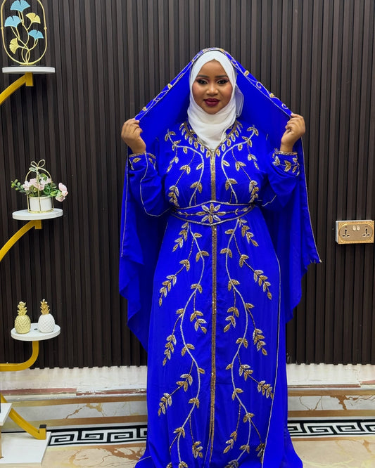 New Royal Blue Kaftan, Dubai Bridesmaid Clothing, Party Wear Dress