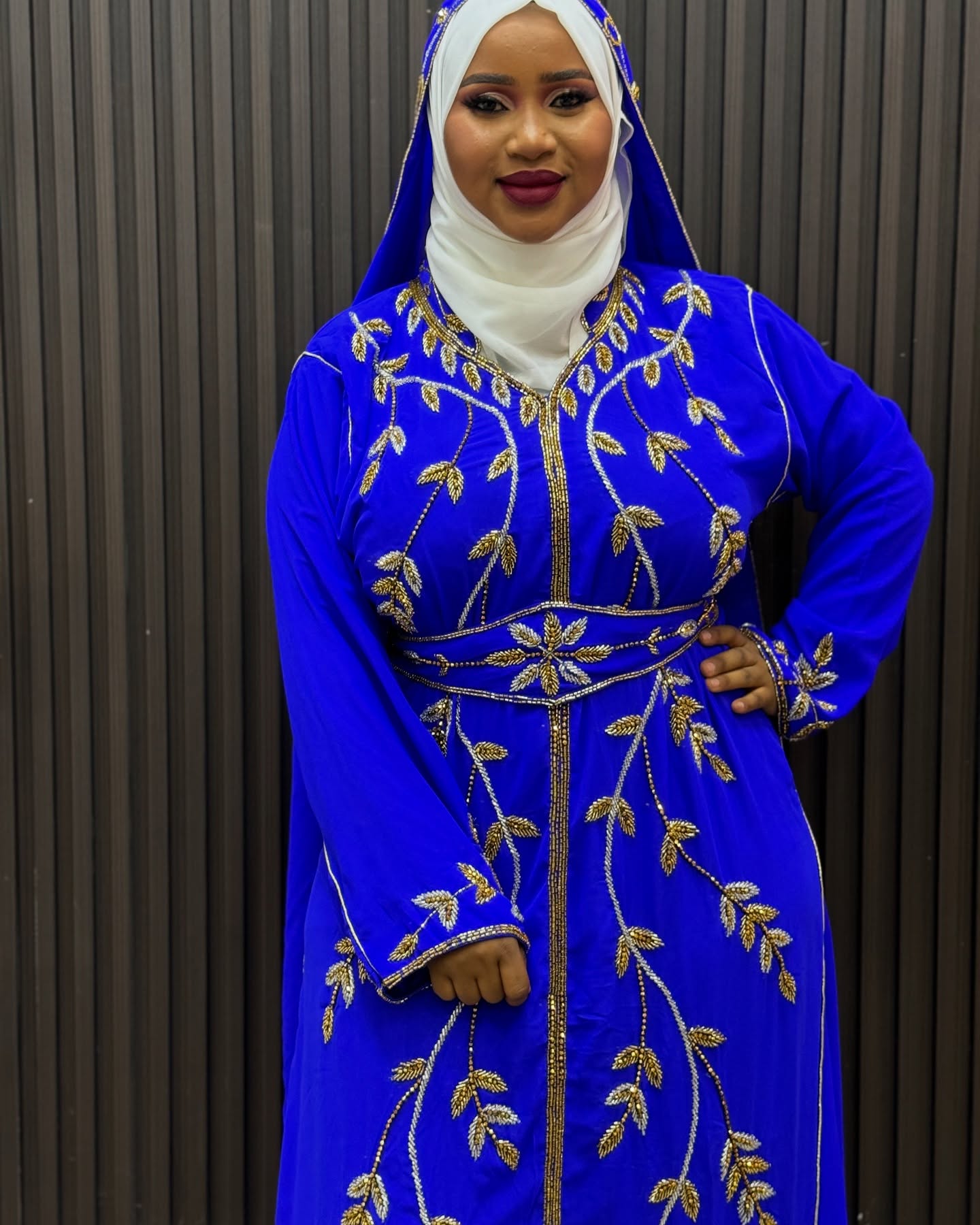 New Royal Blue Kaftan, Dubai Bridesmaid Clothing, Party Wear Dress