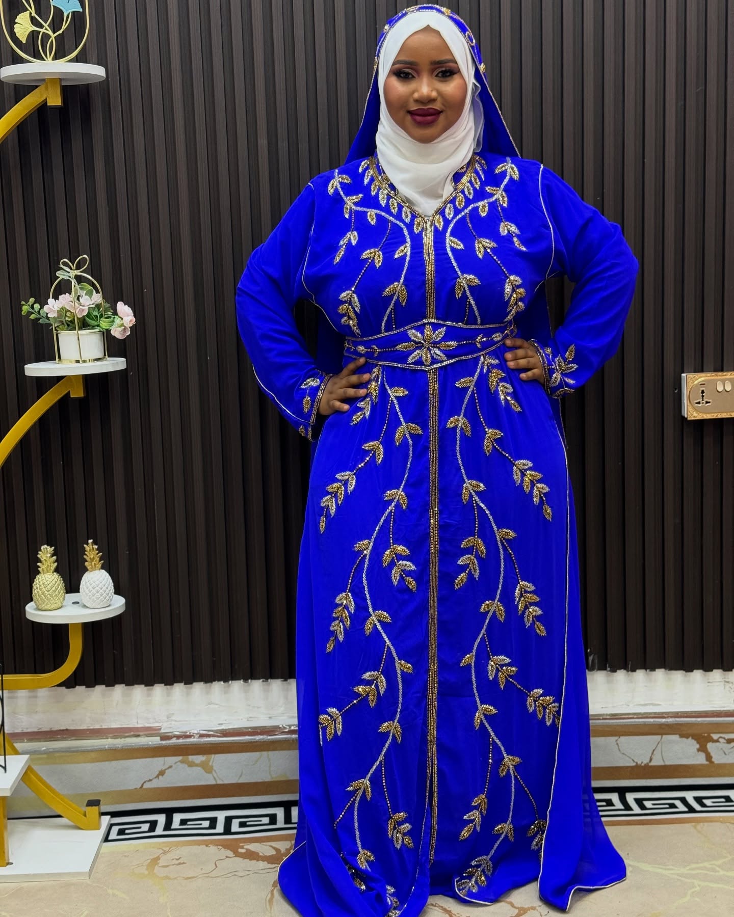 New Royal Blue Kaftan, Dubai Bridesmaid Clothing, Party Wear Dress