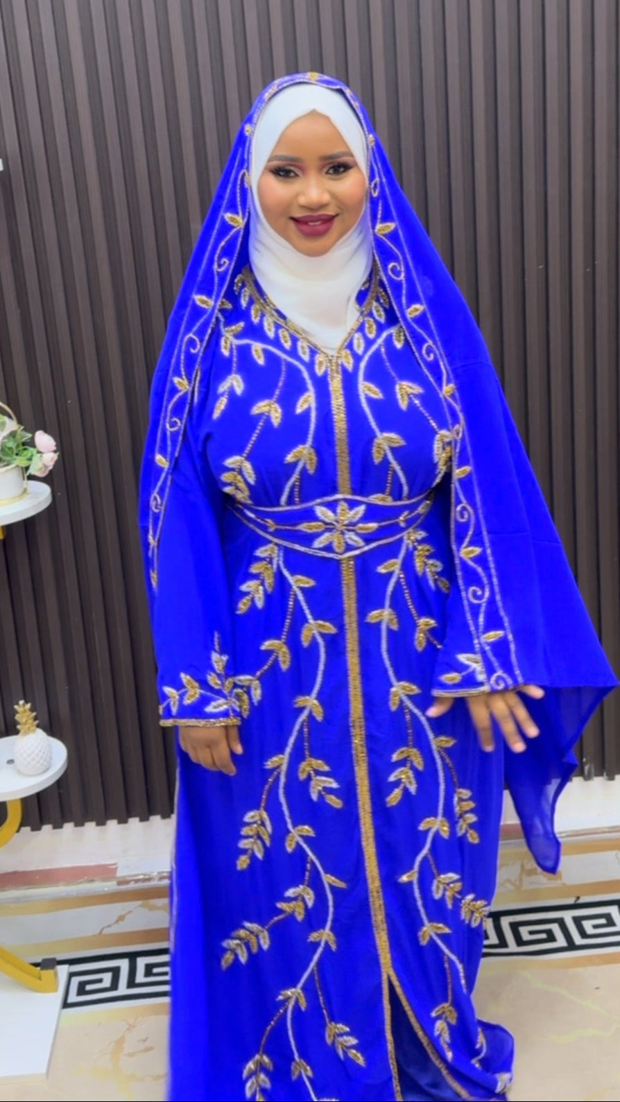 New Royal Blue Kaftan, Dubai Bridesmaid Clothing, Party Wear Dress